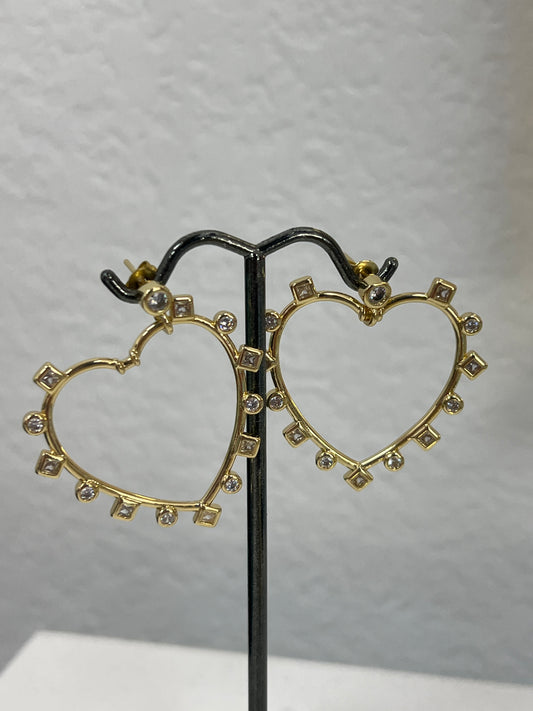 Gold Heart Studded Earrings