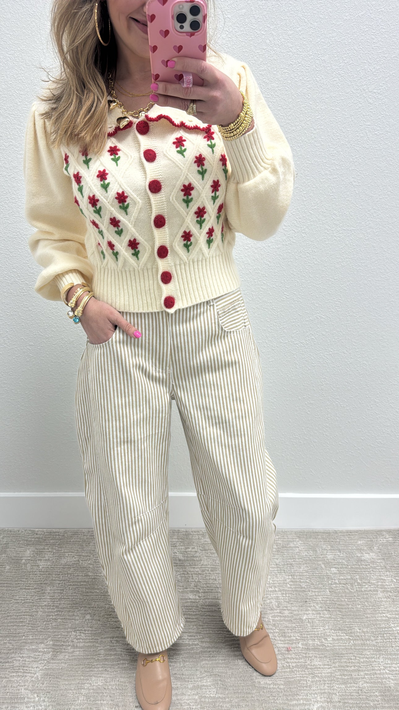 Ivory Floral Embroidery Cardigan