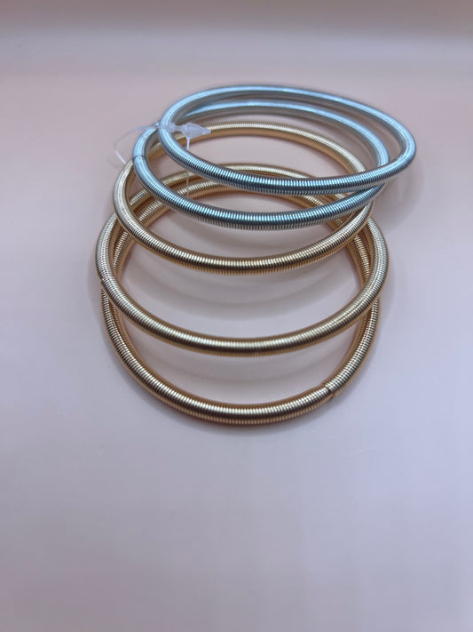 Set of 5 Coil Bracelet (silver and gold)