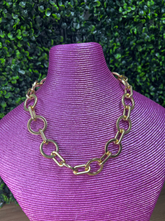 Gold flat round magnetic necklace