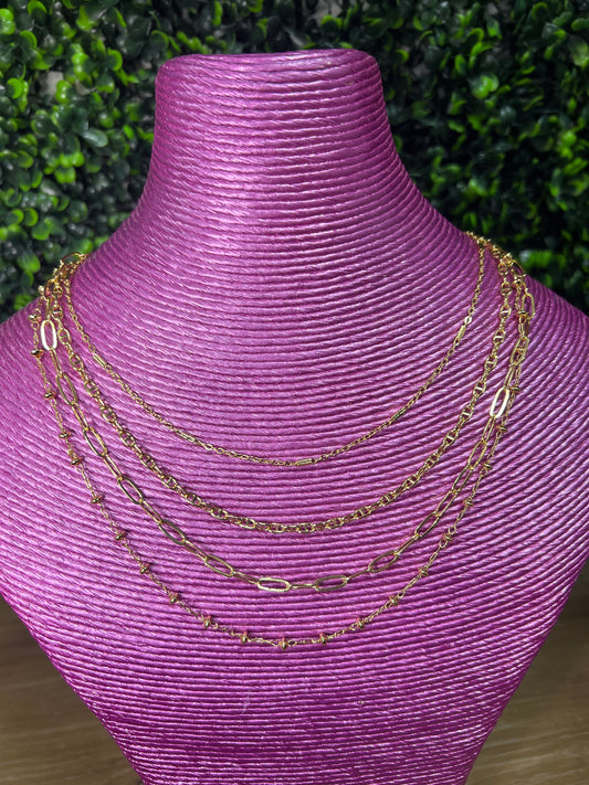 Four strand multi clasp gold magnetic necklace