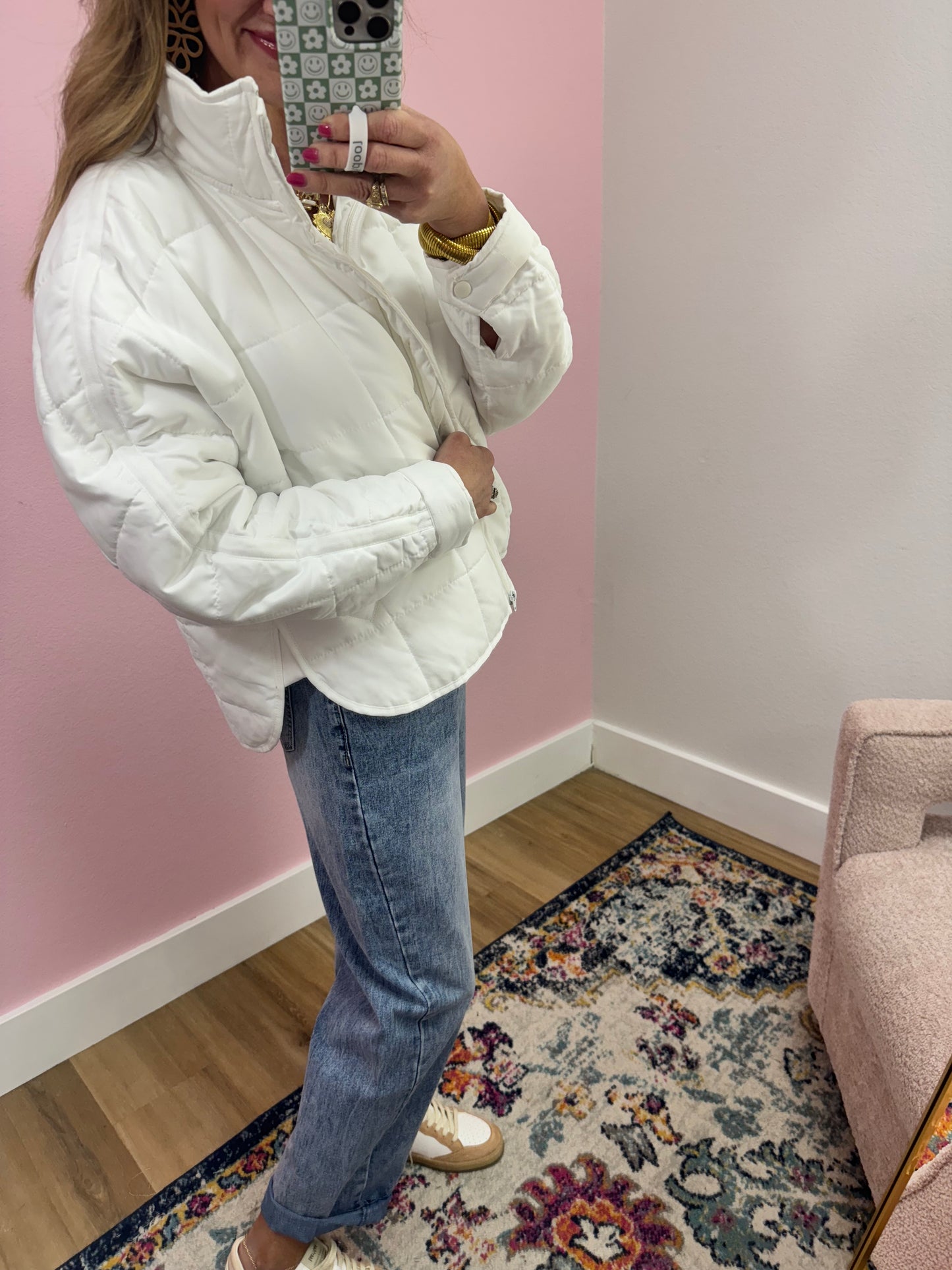 White Quilted Puffer Jacket