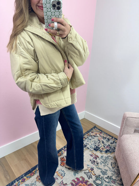 Beige Quilted Puffer Jacket