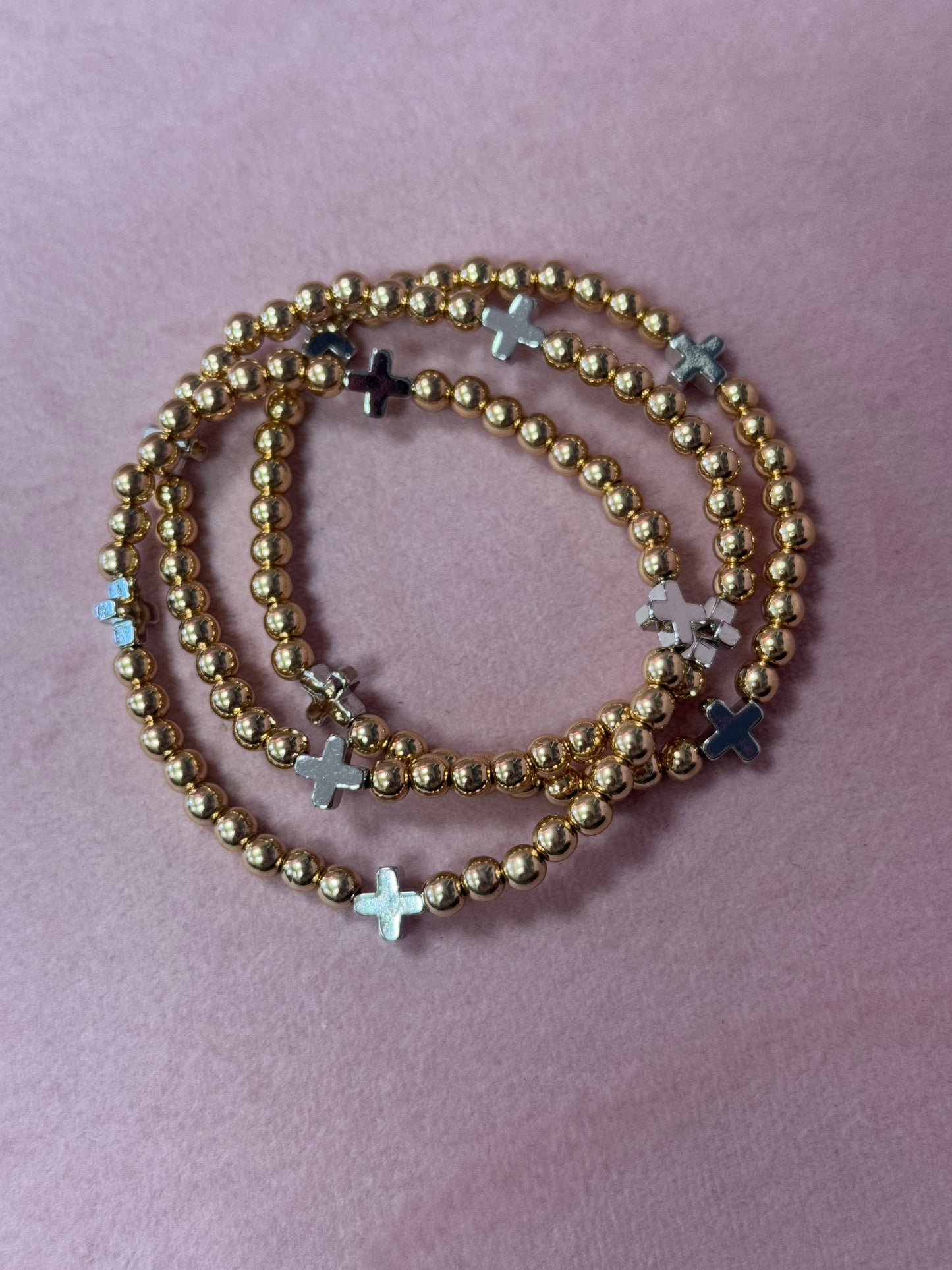 Heather Welper Collection Two Tone Cross Bracelet Set