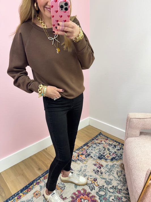 Brown Scuba Round Neck Pullover