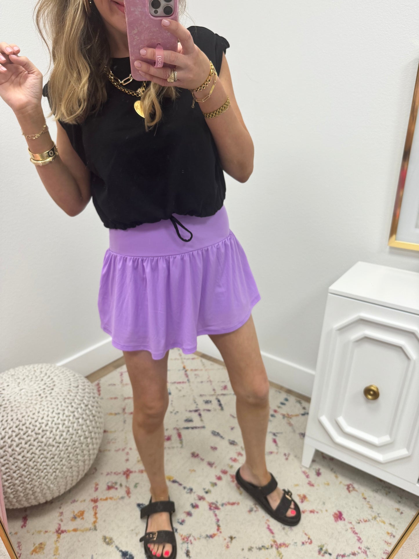 Lavender Athletic Skirt with Built in Shorts
