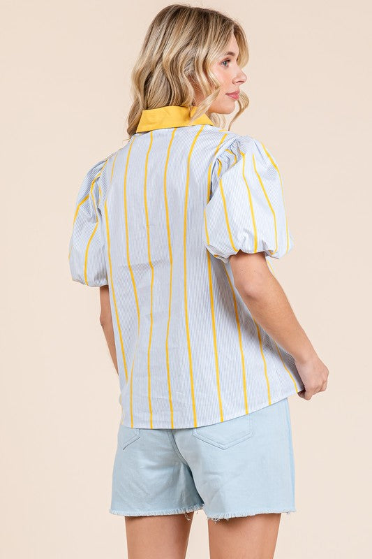 Heather Welper Collection Yellow and Blue Short Sleeve