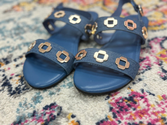 Denim Geometric Double Strap Sandal FS