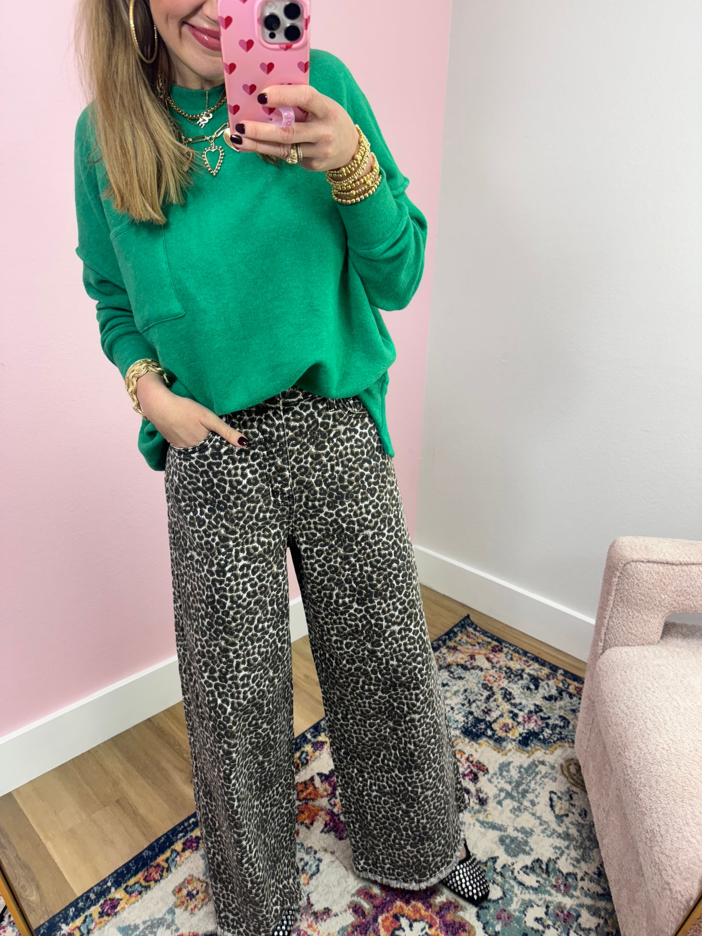 Leopard Wide Leg Jeans