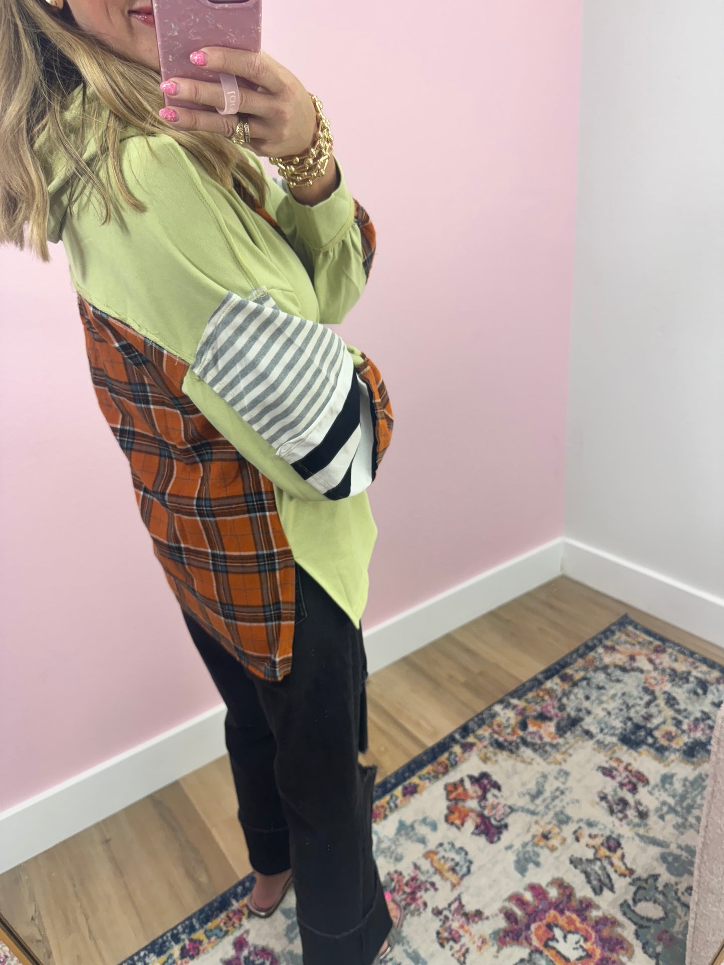 Plaid Contrast Print Hoodie (3 colors!!!) FS