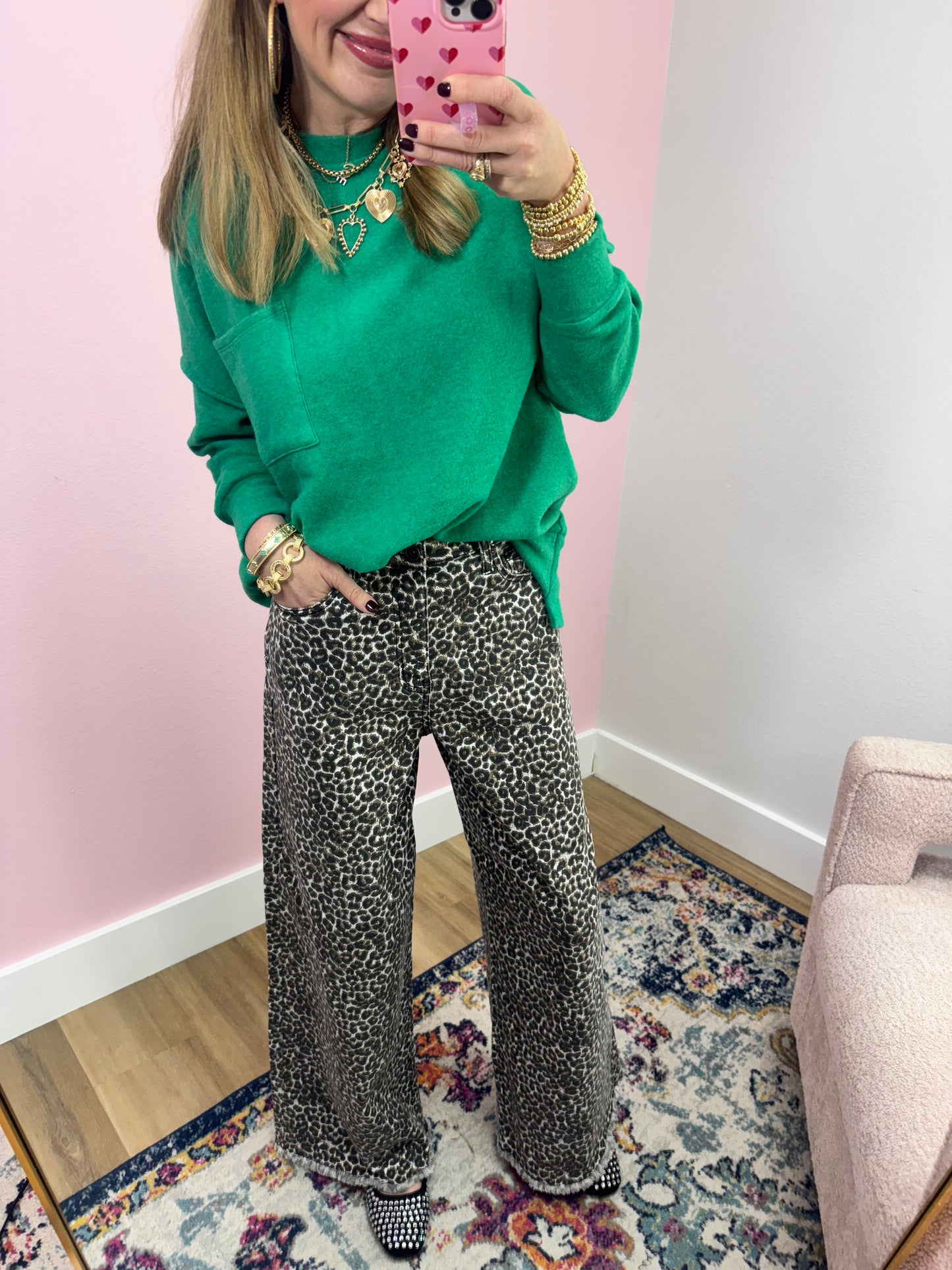 Leopard Wide Leg Jeans