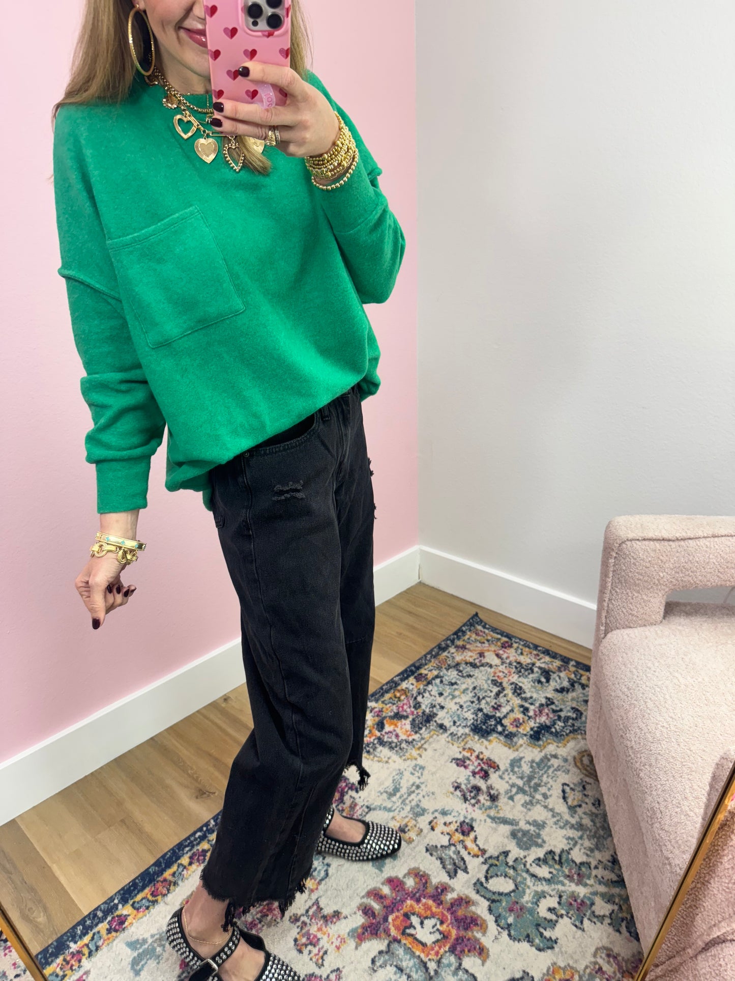 Kelly Green Melange Long Sleeve