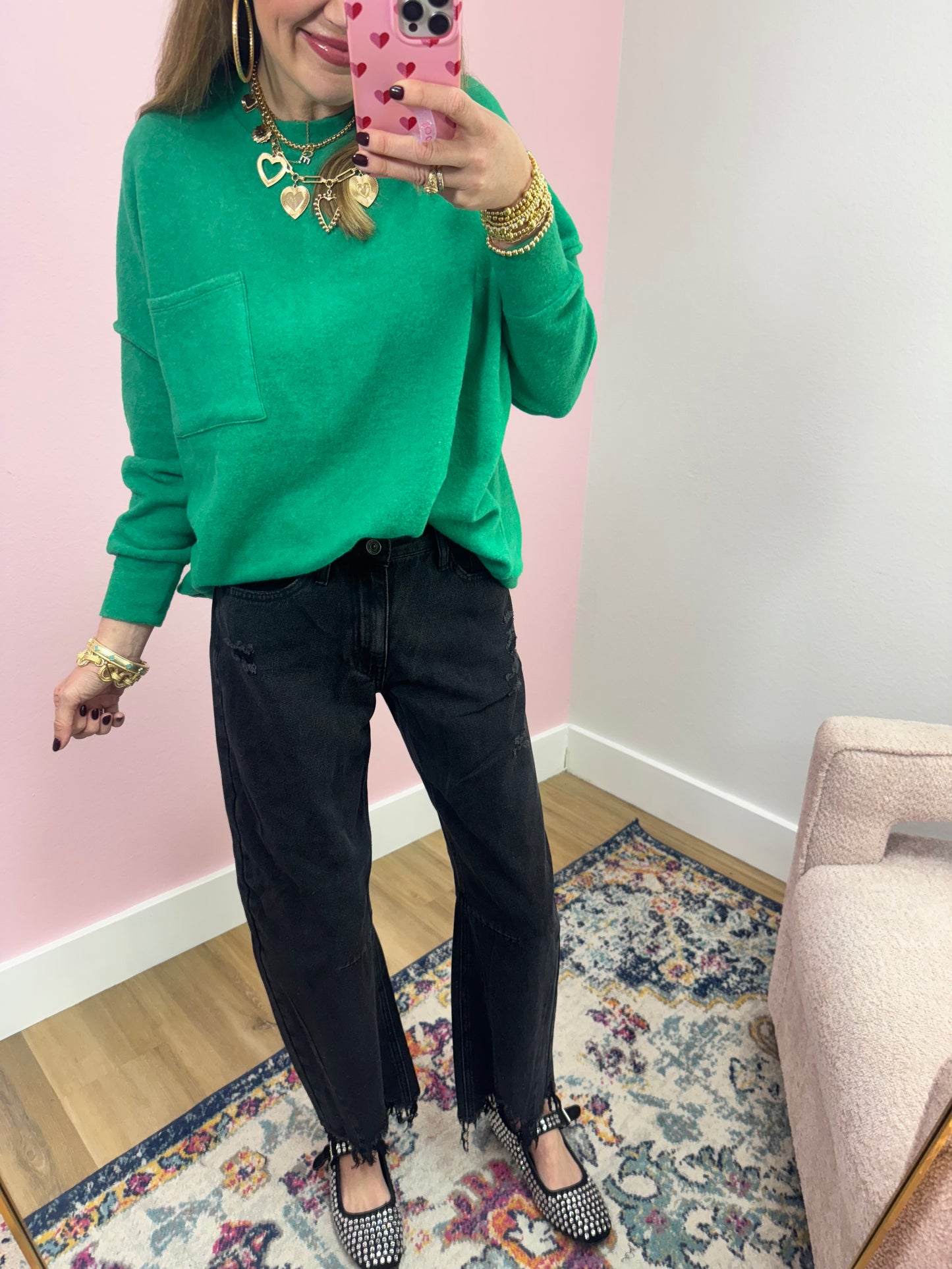 Kelly Green Melange Long Sleeve