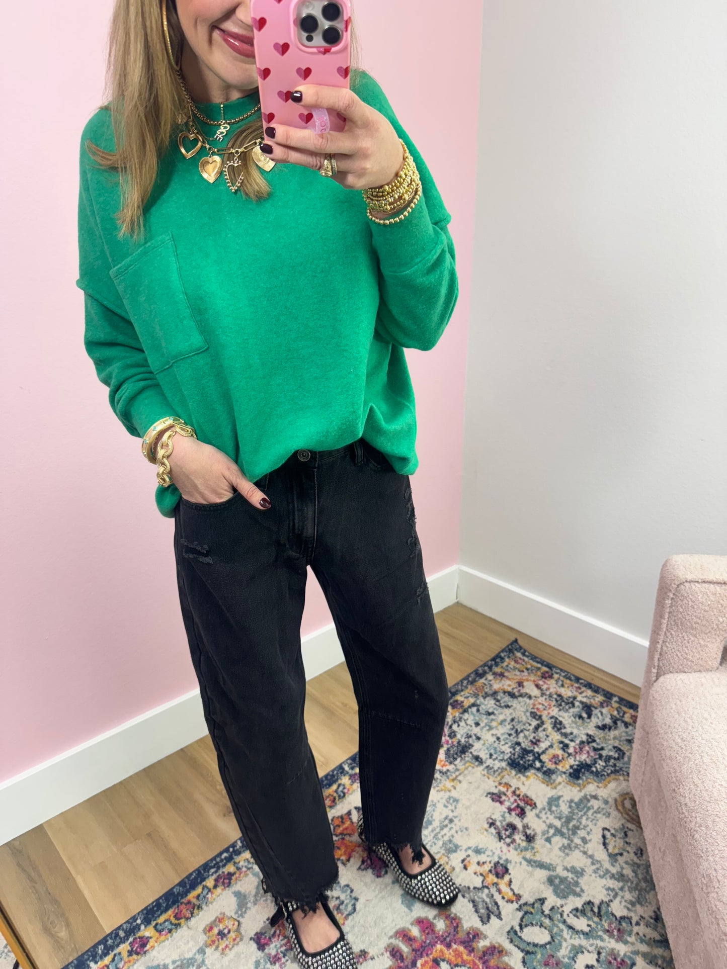 Kelly Green Melange Long Sleeve