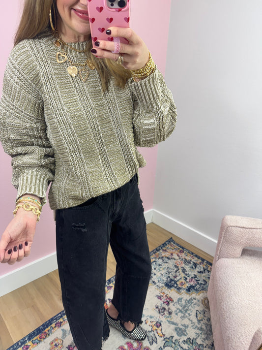 Olive Two Tone Sweater Top