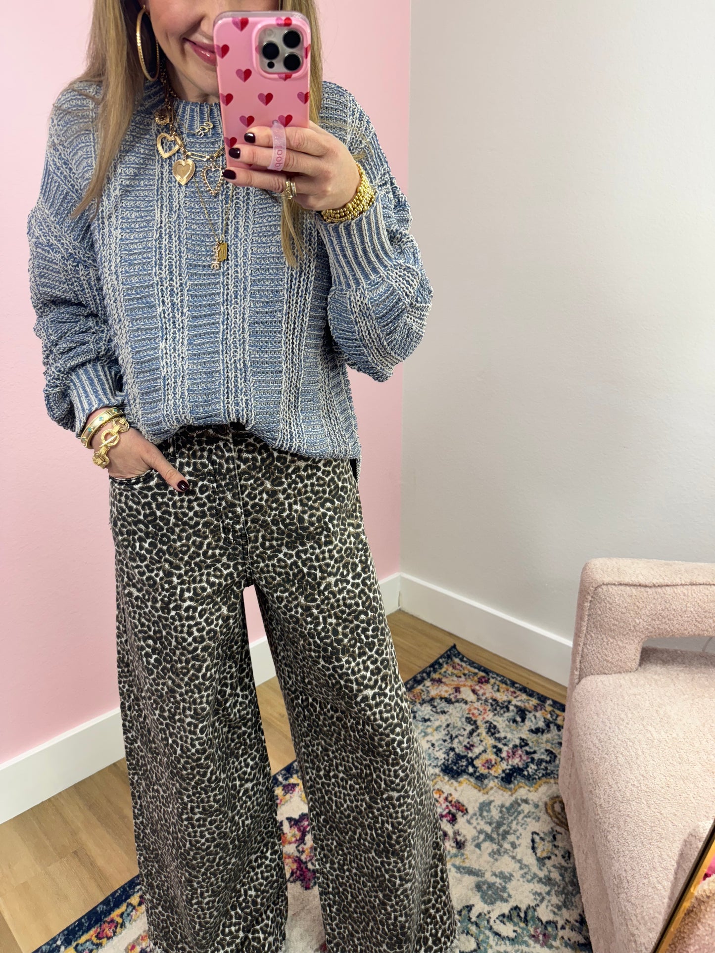 Leopard Wide Leg Jeans