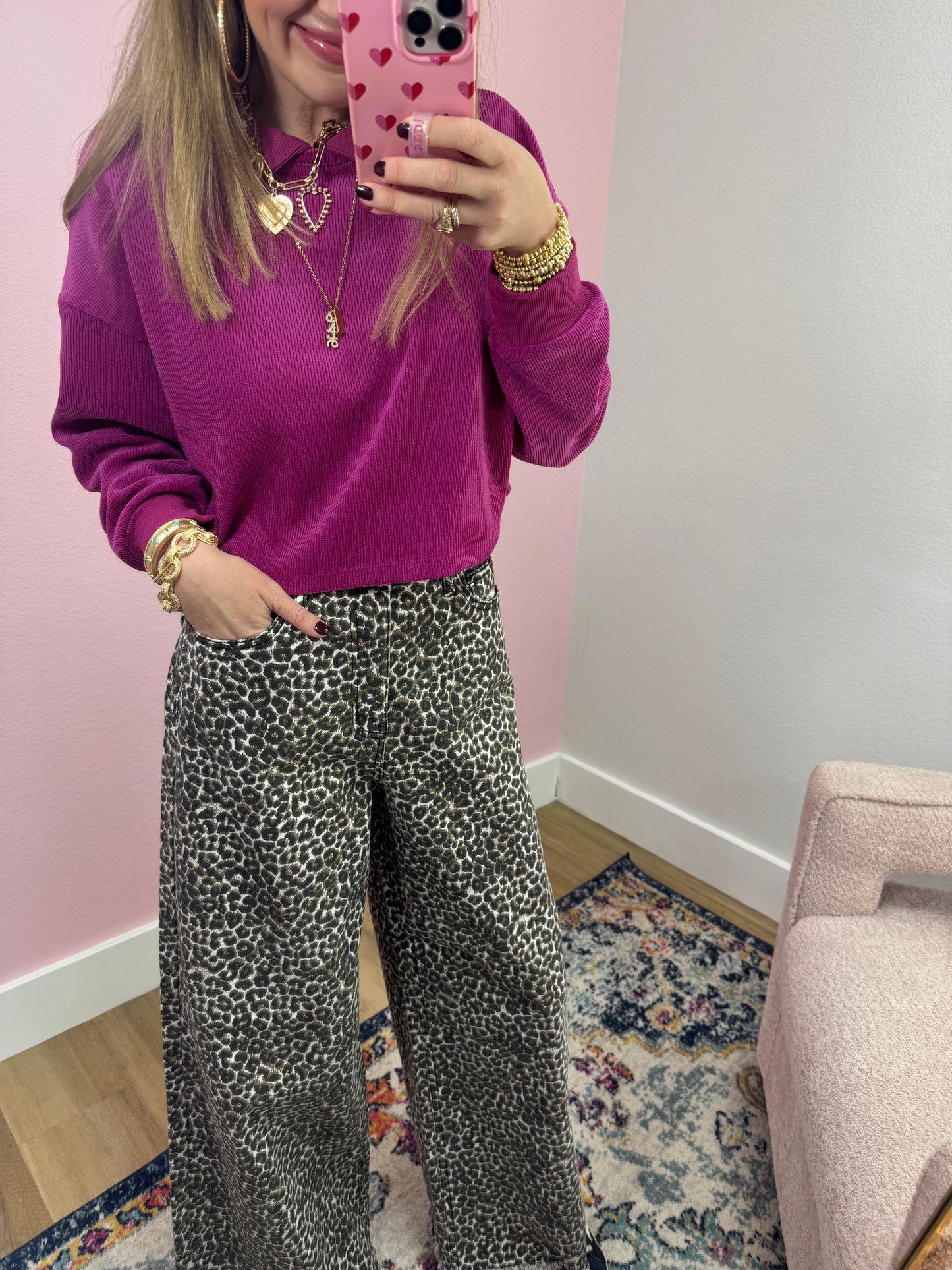 Leopard Wide Leg Jeans