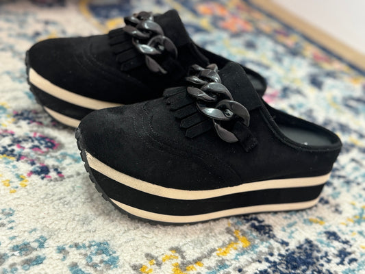 Black Slip On Link Mule