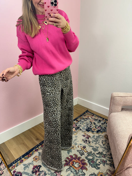 Leopard Wide Leg Jeans