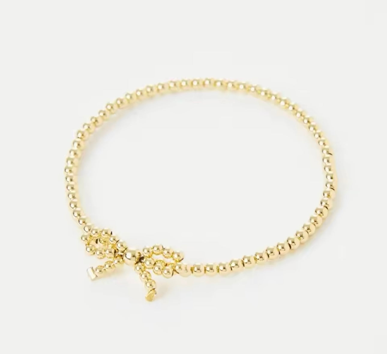 Gold Bead Bow Bracelet (2 sizes)