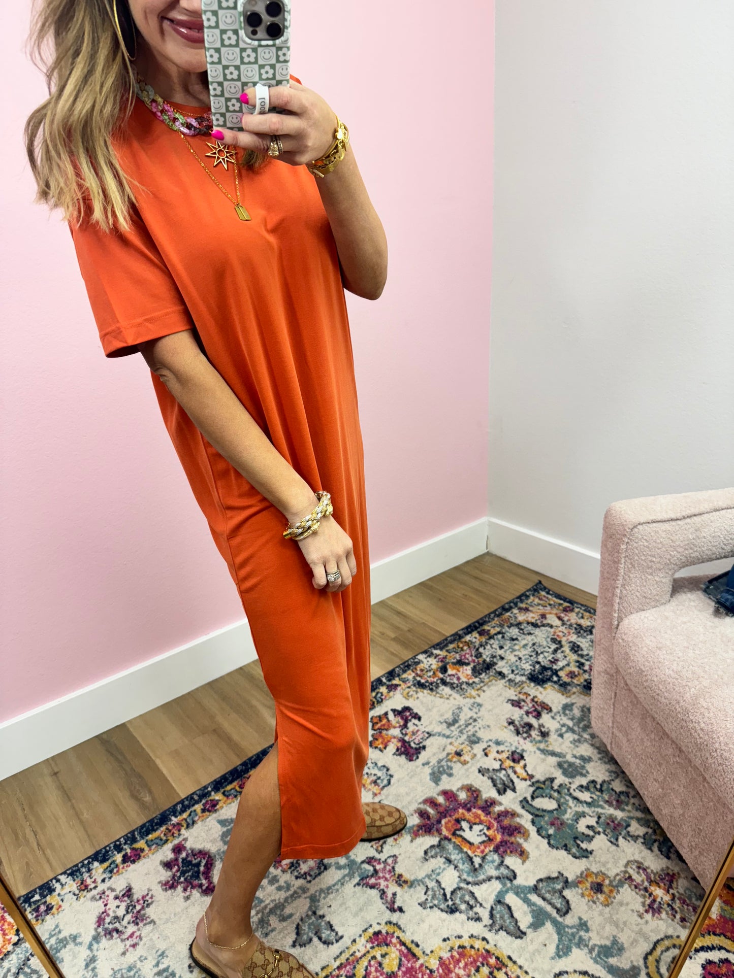 Orange Middy Modal Dress