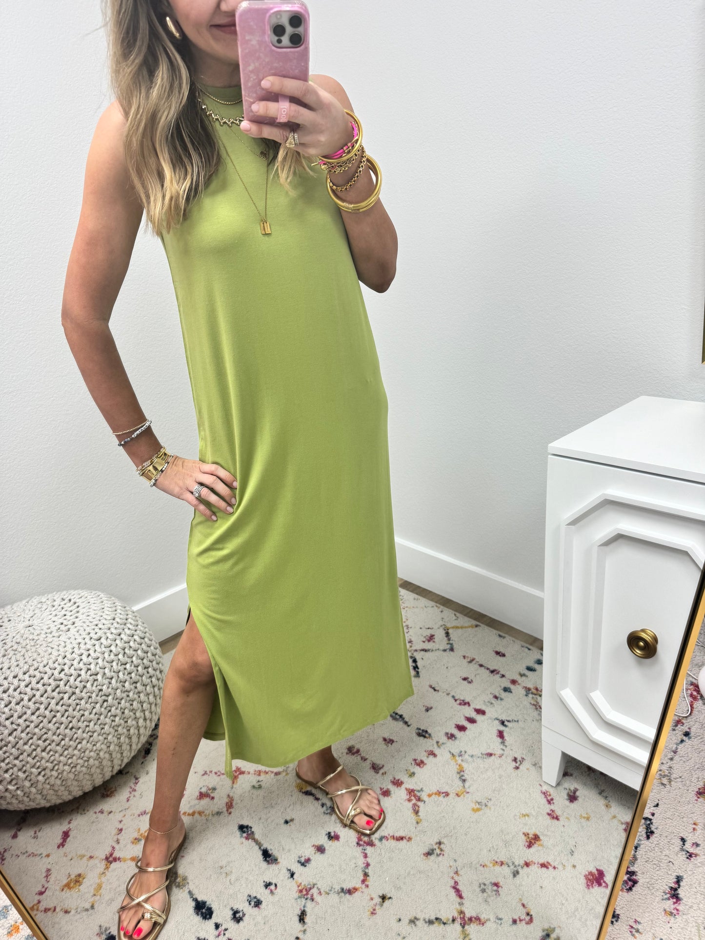 Green Middy Dress with side slits