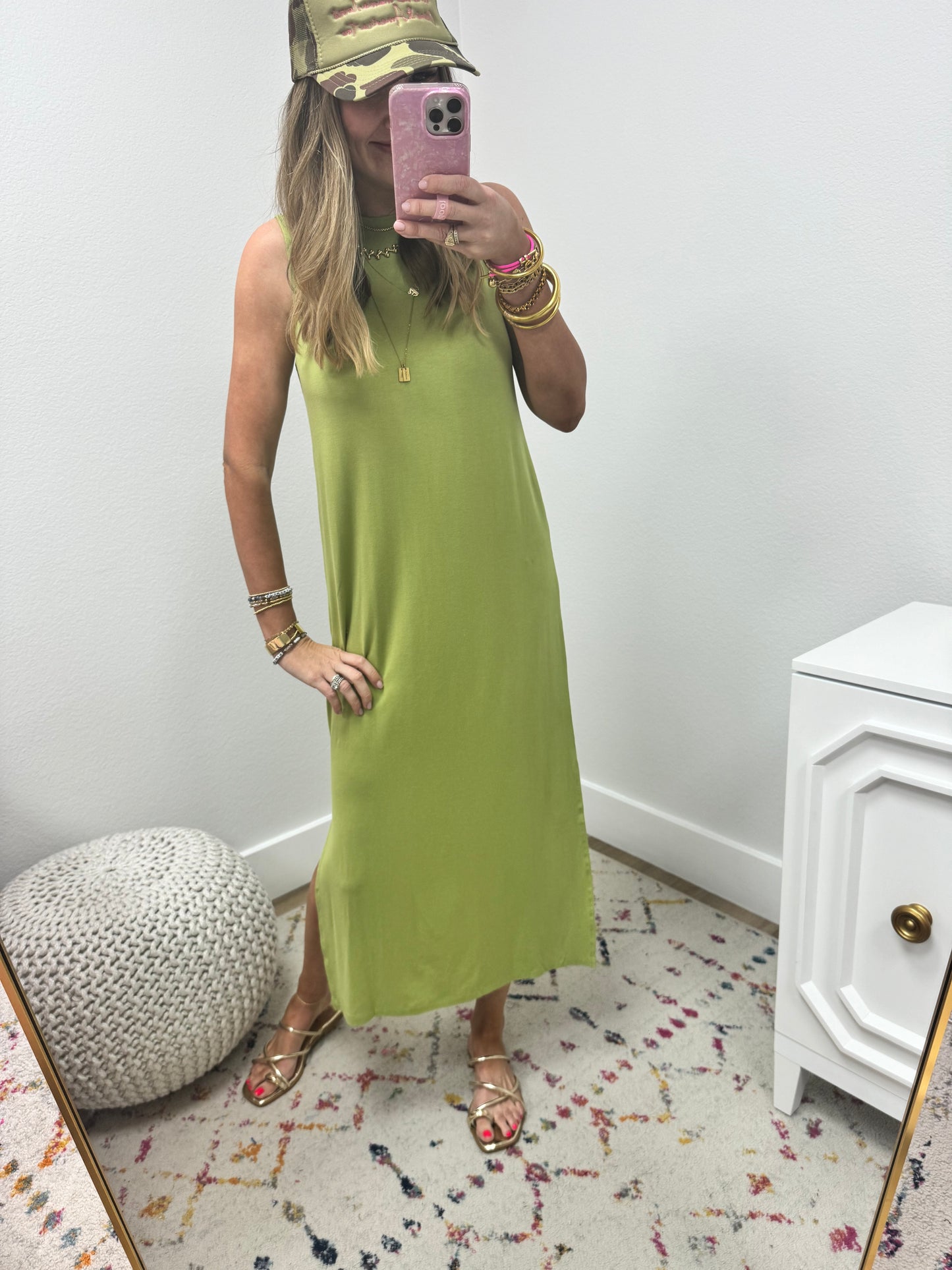 Green Middy Dress with side slits