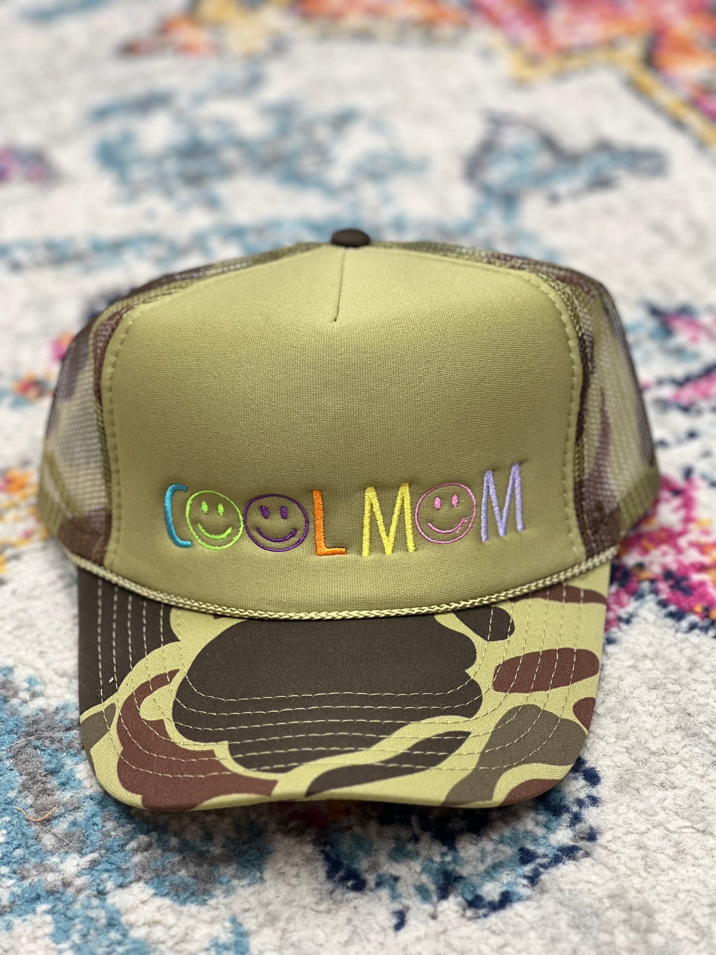 Cool Mom Smiley Face Trucker Hat (Multiple Colors)
