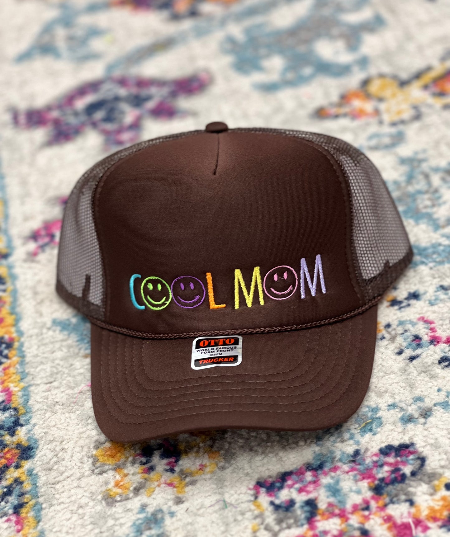 Cool Mom Smiley Face Trucker Hat (Multiple Colors)