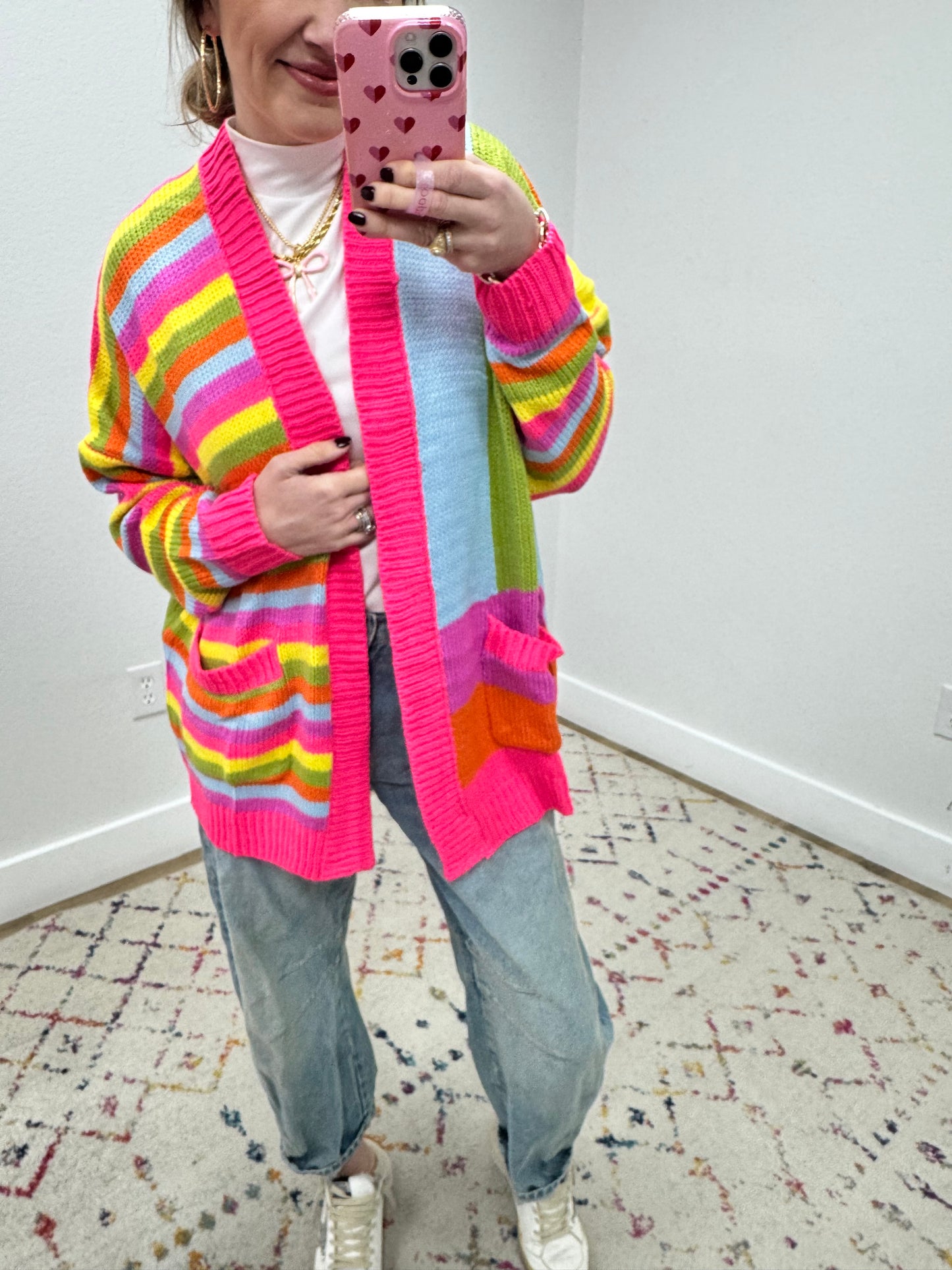 Pink Multi Stripe Cardigan