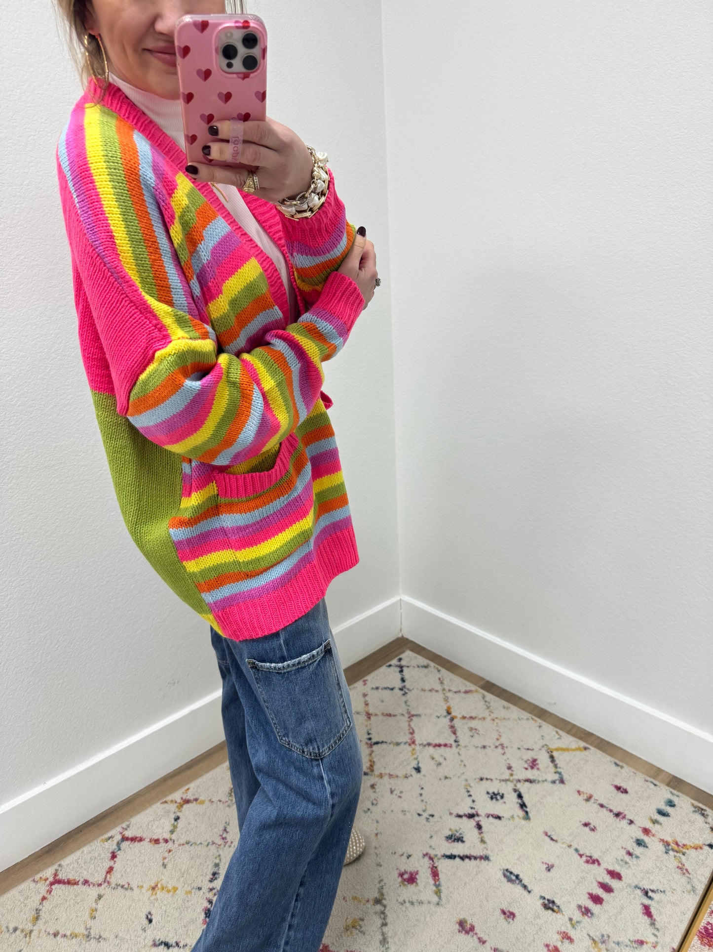 Pink Multi Stripe Cardigan