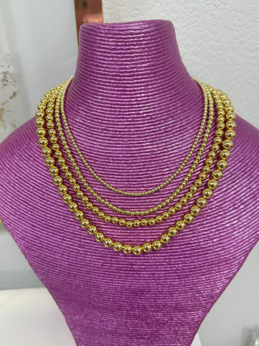 Different MM Size Bead Necklaces (Silver and Gold, 4 sizes)