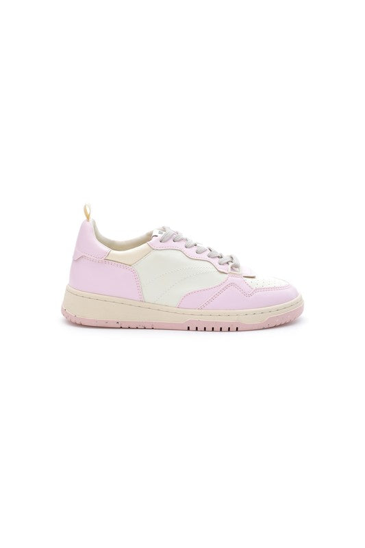 Pink & White Leather Sneakers