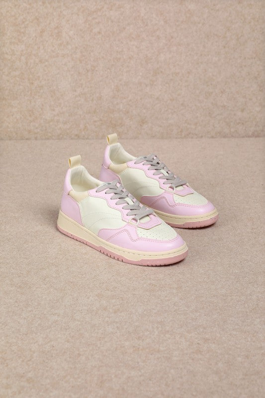 Pink & White Leather Sneakers