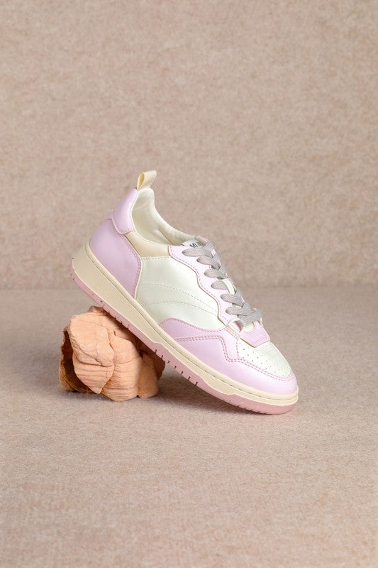 Pink & White Leather Sneakers