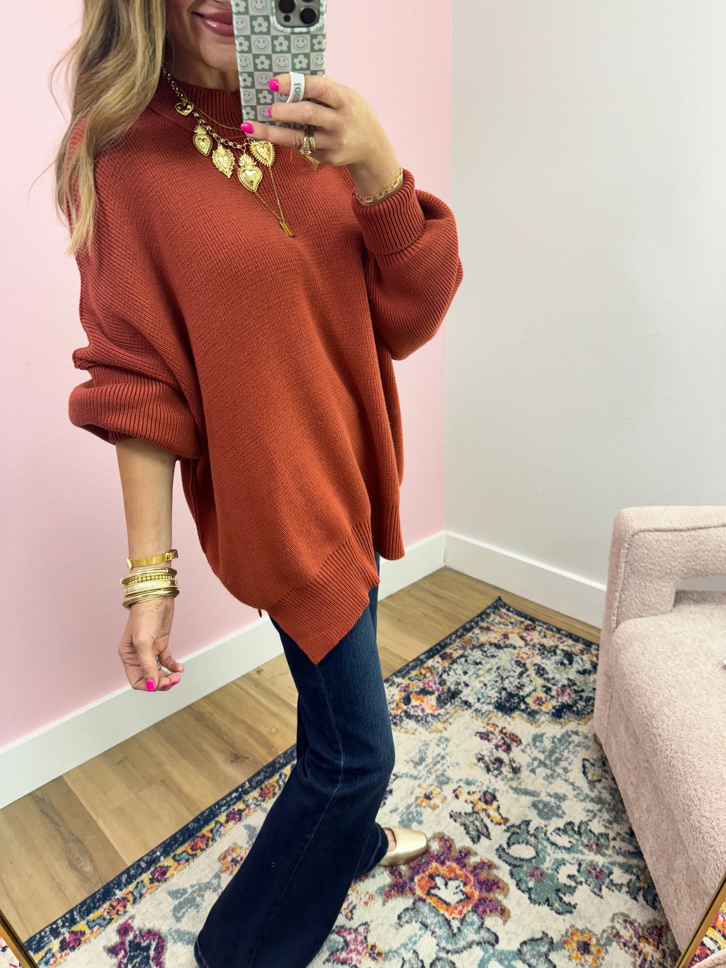 Rust Mock Neck Sweater