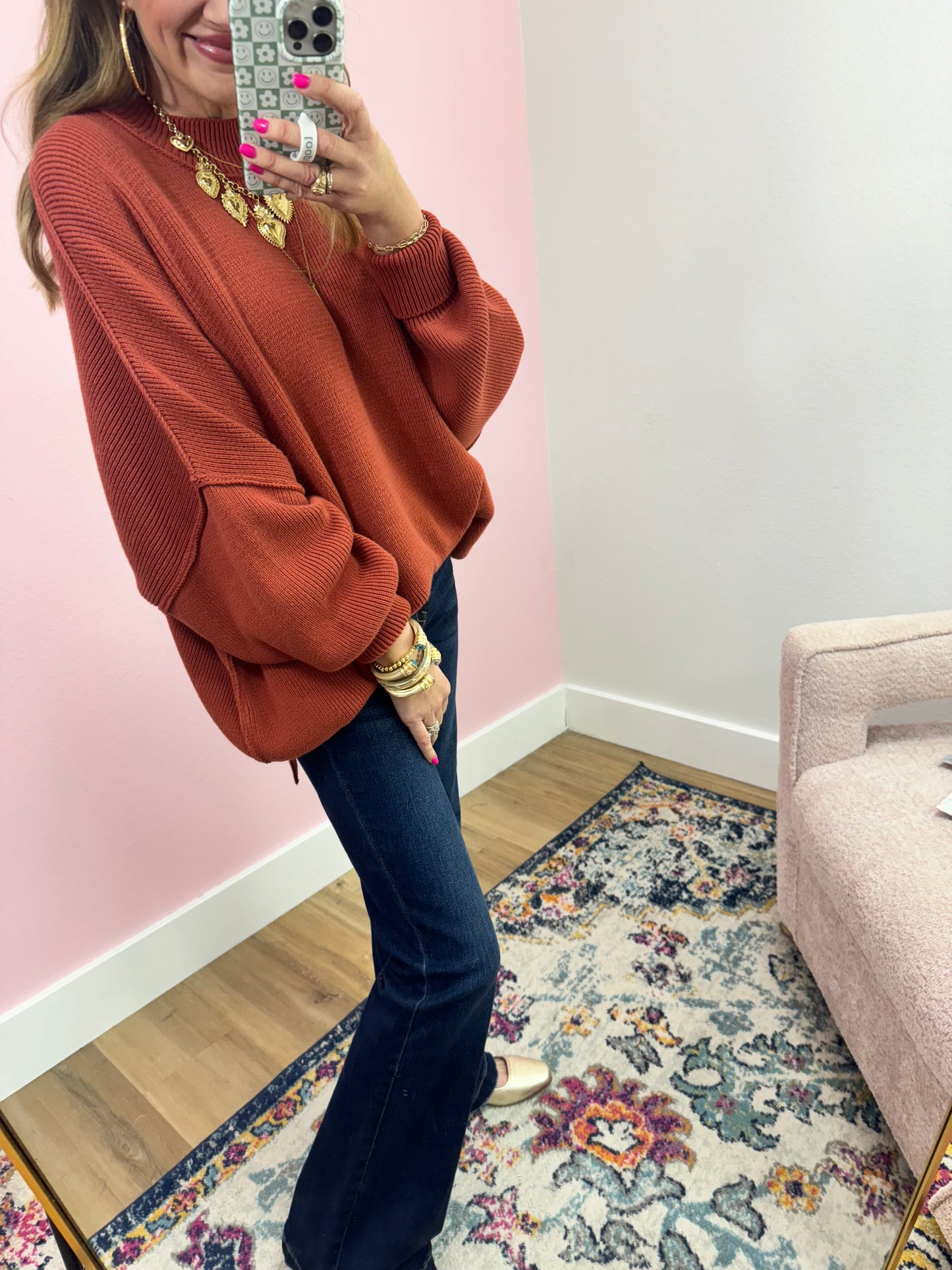 Rust Mock Neck Sweater