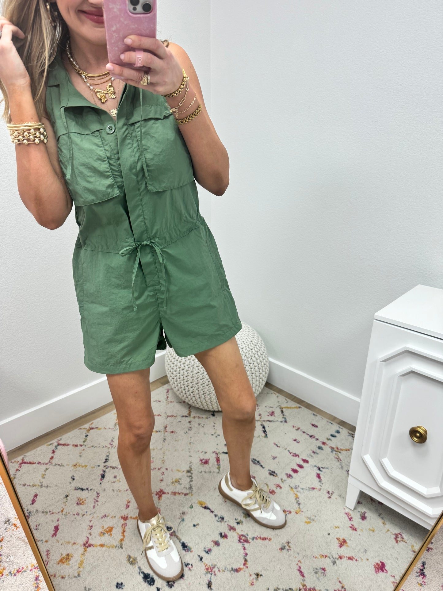 Olive Cargo Romper