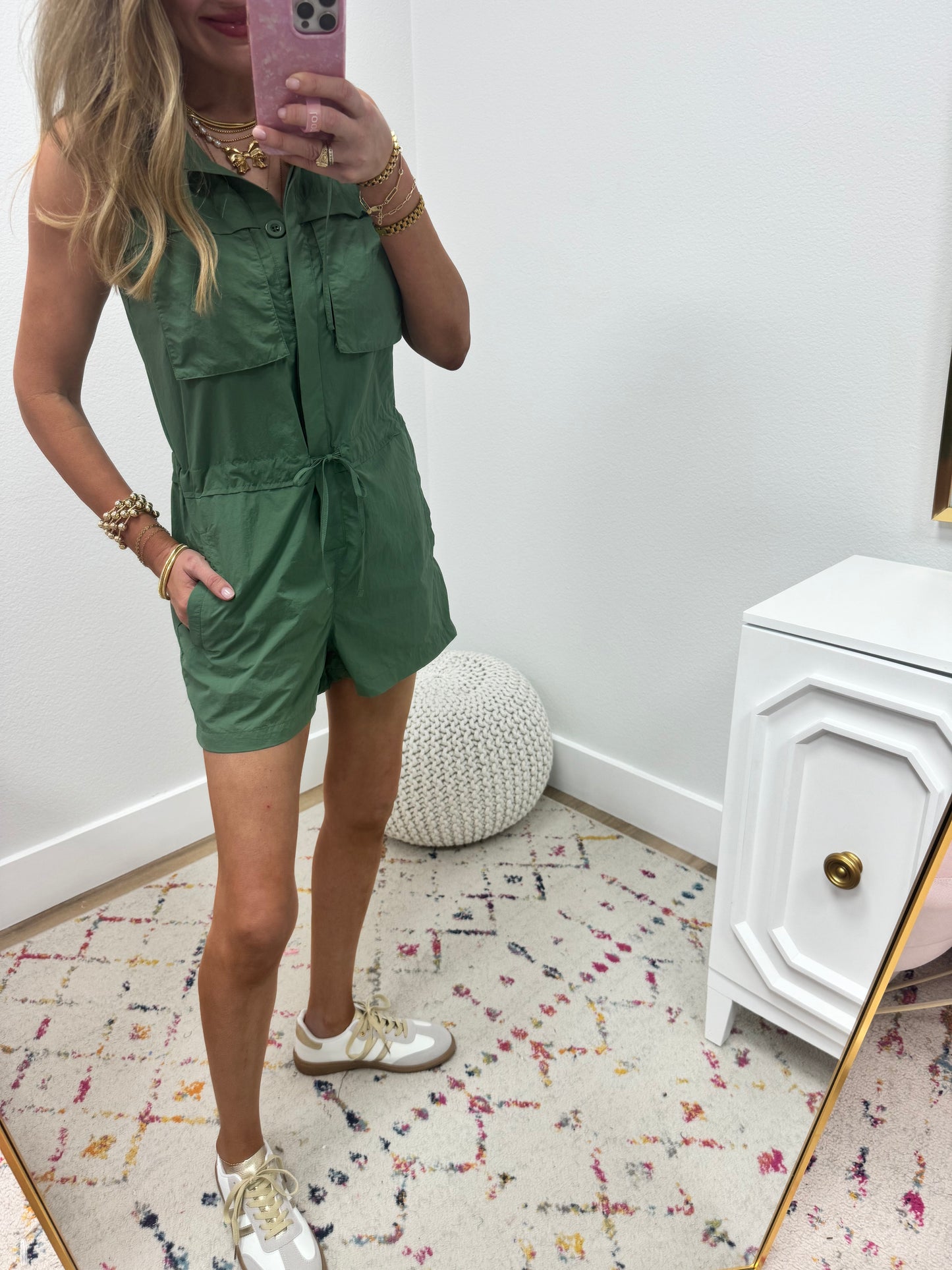 Olive Cargo Romper