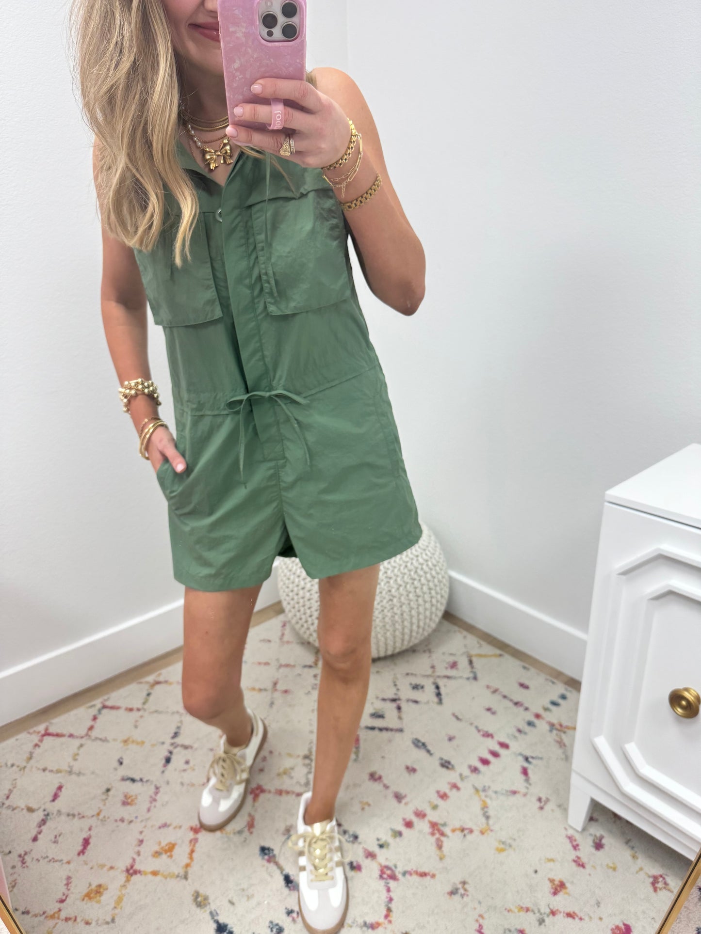 Olive Cargo Romper