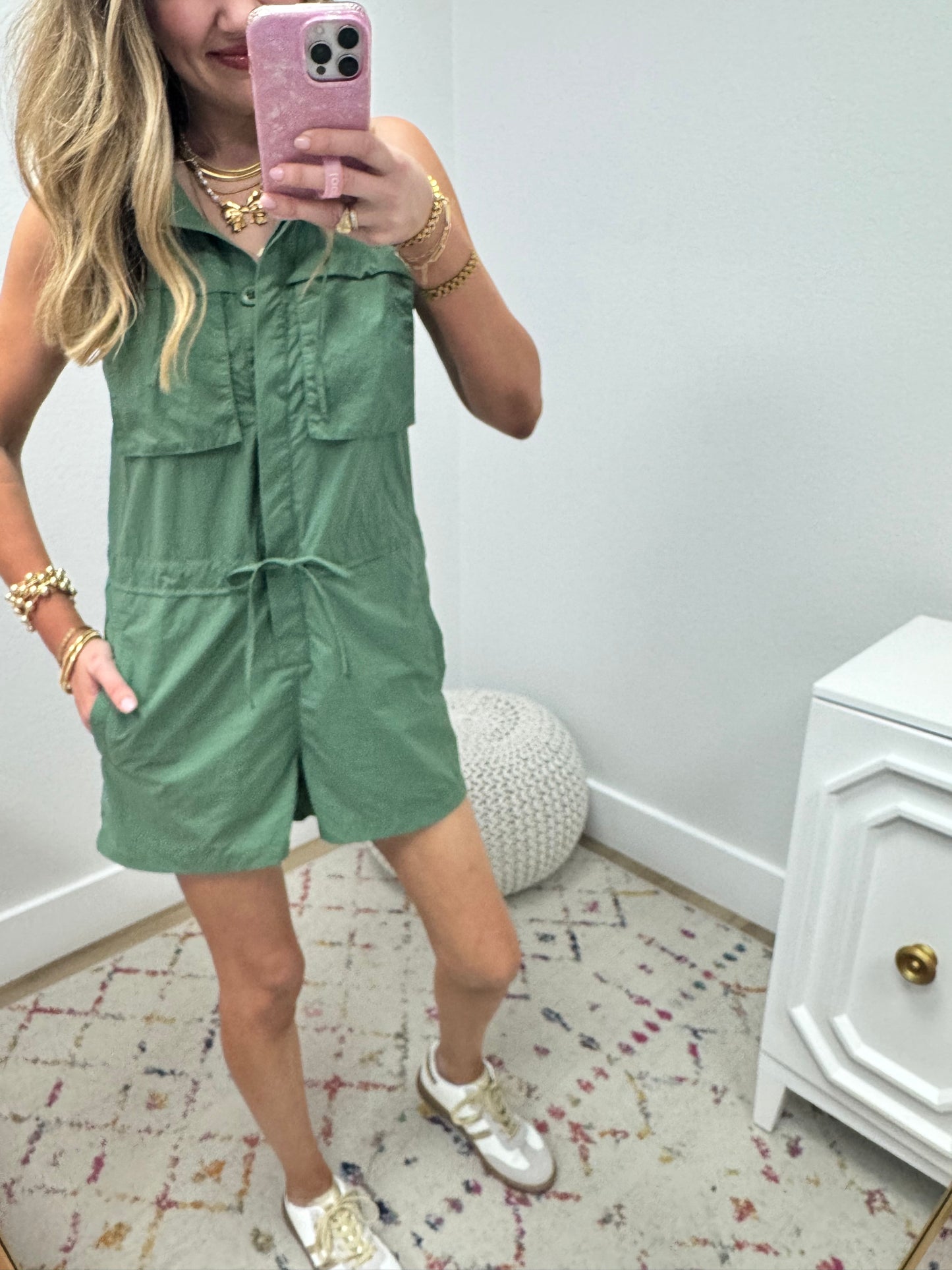 Olive Cargo Romper