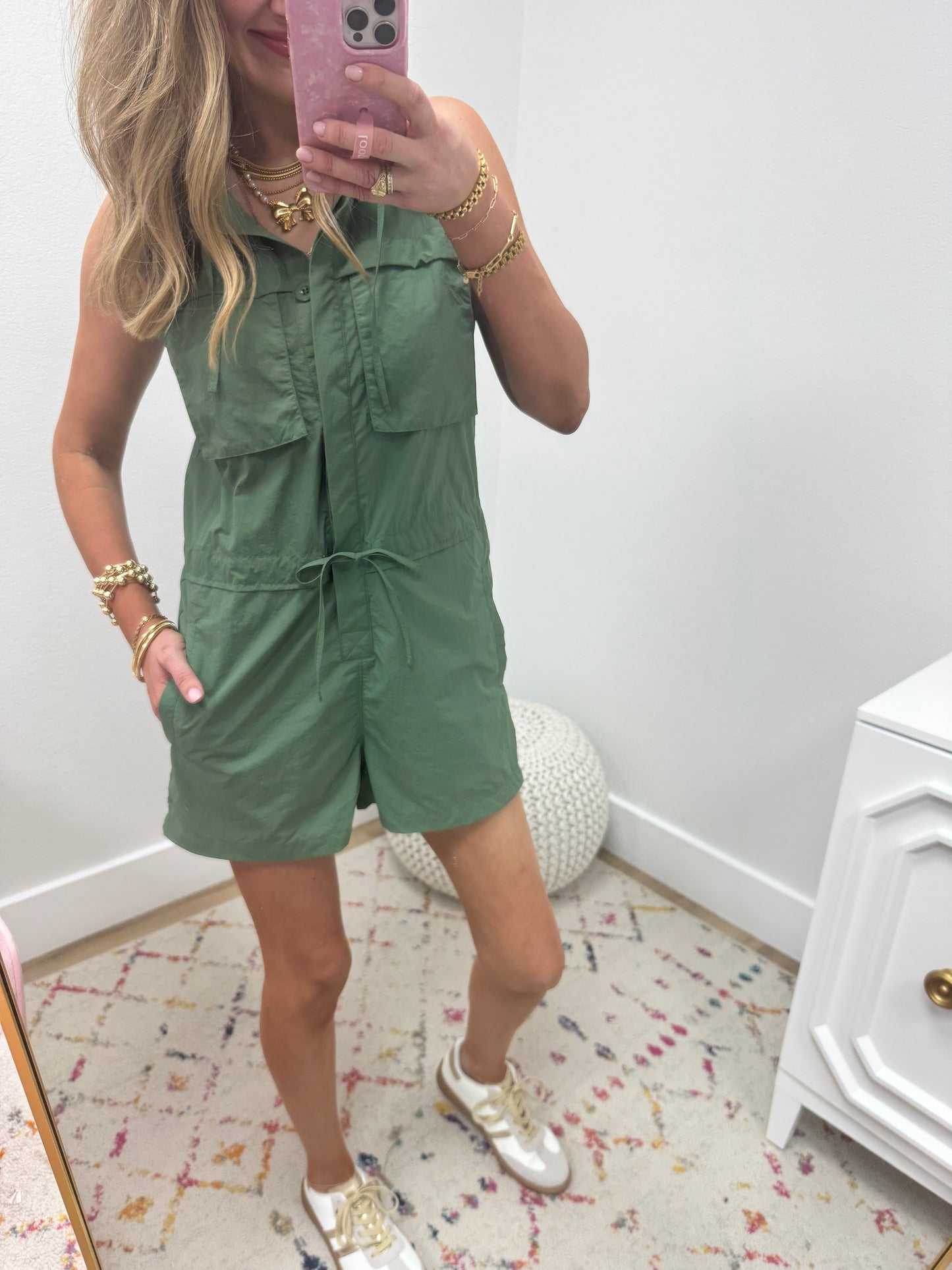 Olive Cargo Romper