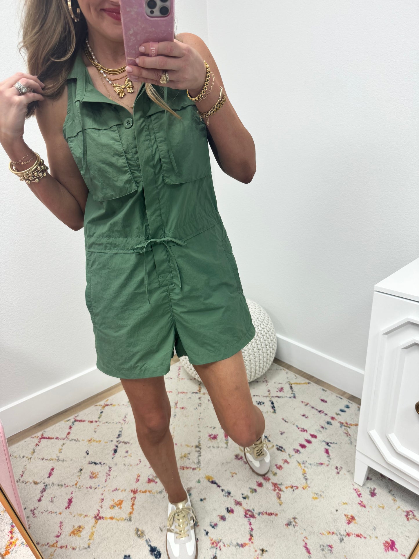 Olive Cargo Romper