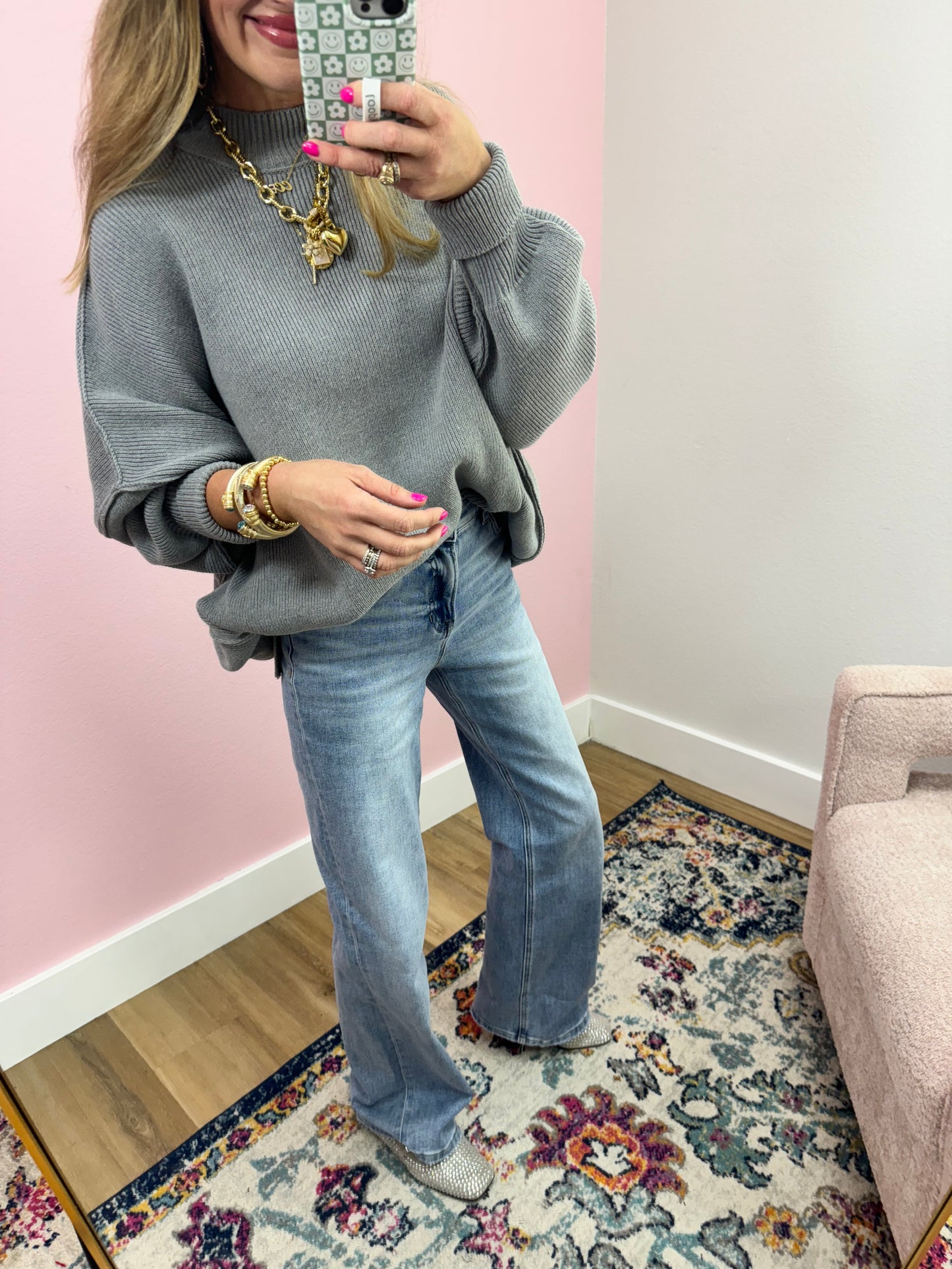 Heather Gray Mock Neck Sweater