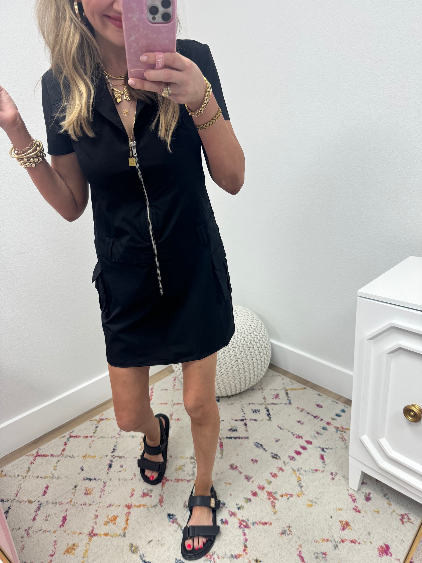 Athletic Style Collared Zip up Dress (2 colors!)