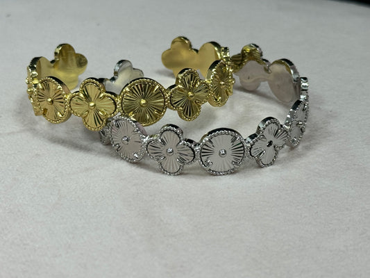 Clover Flower Style Cuff Bracelet