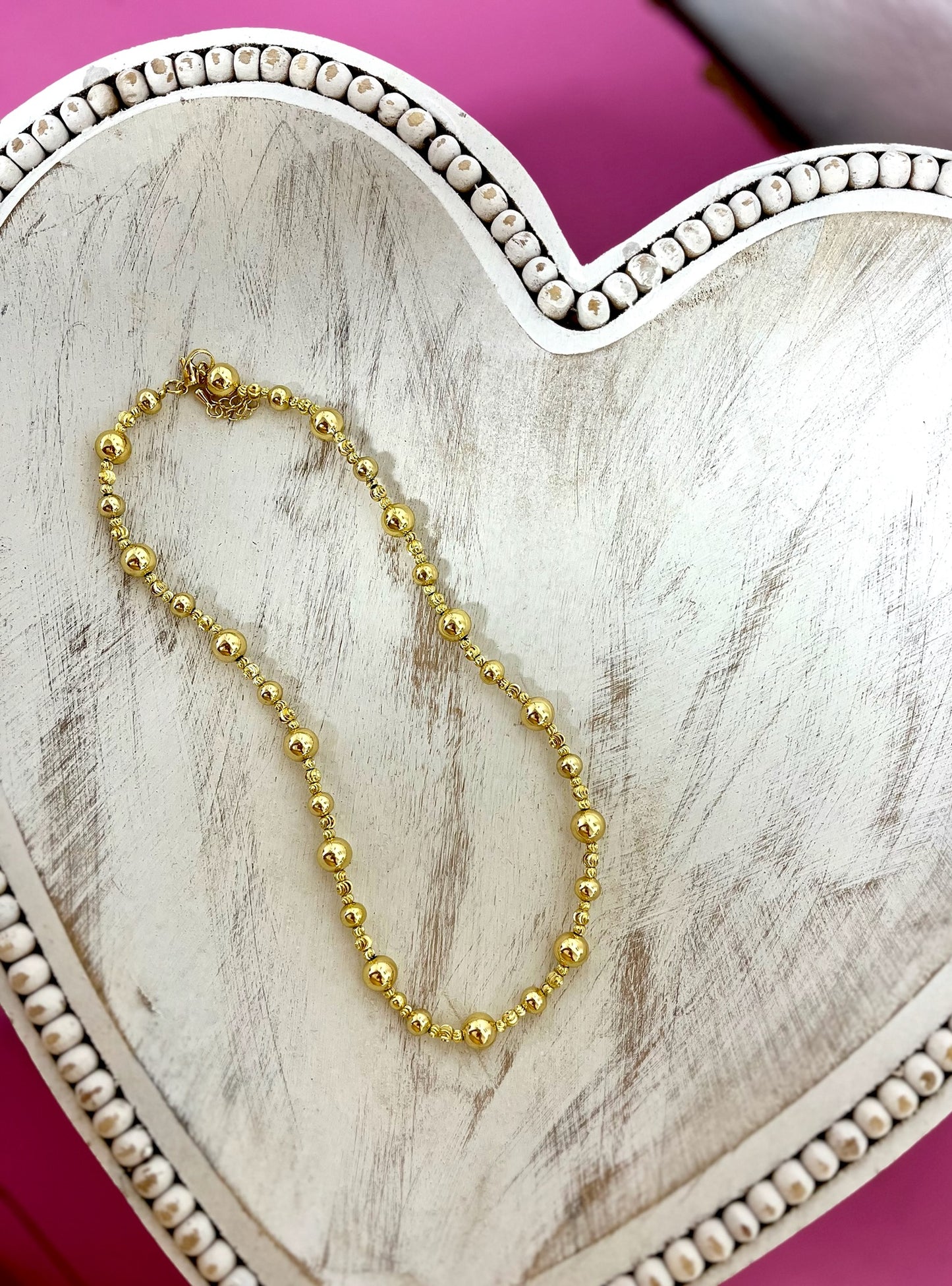 Multi Size Gold Bead Necklace