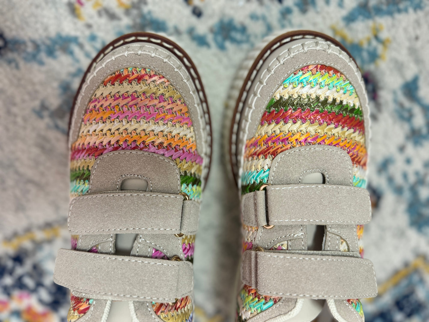 Multi Colored Velcro Stitched Sneakers