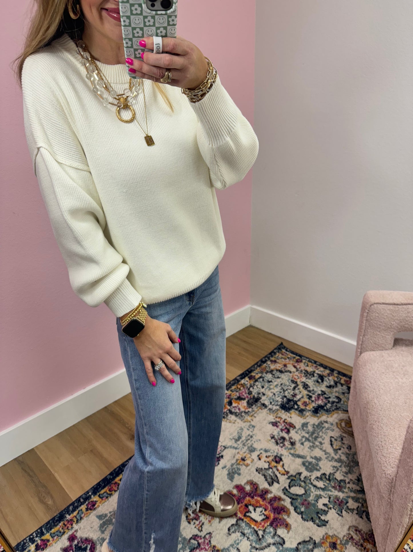 Ivory Classic Round Neck Sweater