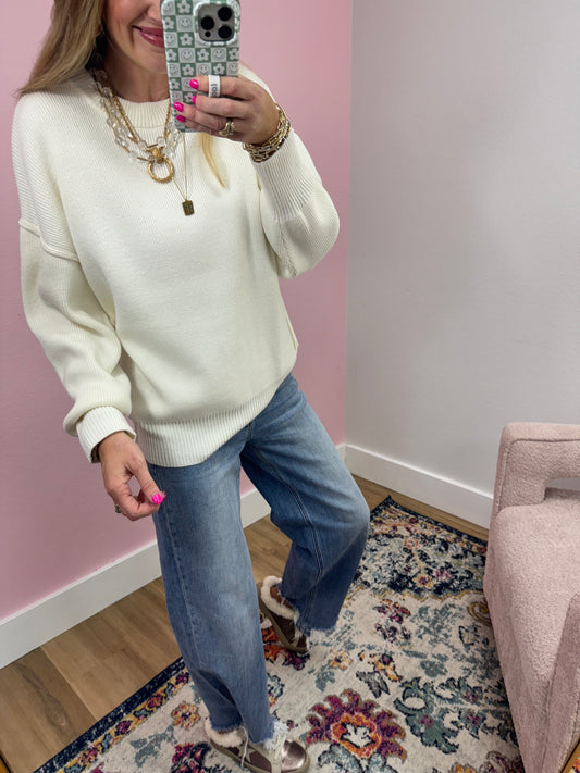 Ivory Classic Round Neck Sweater